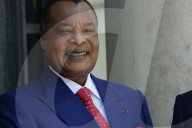 France's President Emmanuel Macron Welcomes President Of Congo Denis Sassou N'Guesso 