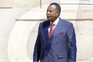 France's President Emmanuel Macron Welcomes President Of Congo Denis Sassou N'Guesso 