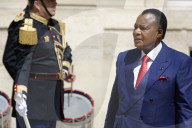 France's President Emmanuel Macron Welcomes President Of Congo Denis Sassou N'Guesso 