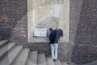 Watercolor Artist Displaying Paintings In Prague