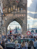 Mass Tourism On Charles Bridge In Prague