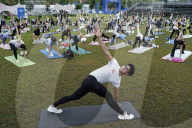 Pilates Exercises At Sanam Luang.