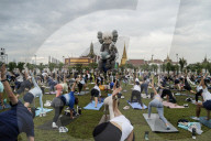 Pilates Exercises At Sanam Luang.