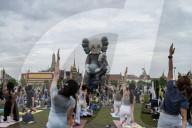 Pilates Exercises At Sanam Luang.