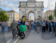 Uber Eats Courier Blocked By Crowd