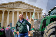 France's FNSEA Chief Arnaud Rousseau Joins Farmers' Protest Outside National Assembly in Paris