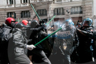Lashes With The Police During The Demonstration Against The Security Decree In Rome