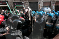Lashes With The Police During The Demonstration Against The Security Decree In Rome