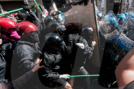 Lashes With The Police During The Demonstration Against The Security Decree In Rome