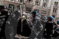 Lashes With The Police During The Demonstration Against The Security Decree In Rome