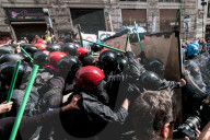 Lashes With The Police During The Demonstration Against The Security Decree In Rome