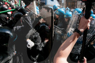 Lashes With The Police During The Demonstration Against The Security Decree In Rome