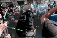Lashes With The Police During The Demonstration Against The Security Decree In Rome