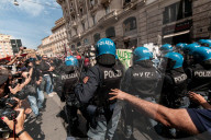 Lashes With The Police During The Demonstration Against The Security Decree In Rome
