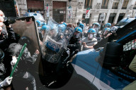 Lashes With The Police During The Demonstration Against The Security Decree In Rome