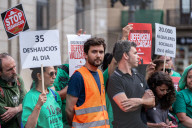 Press Conference Of The PAH And The Sindicat De Llogateres In Barcelona.