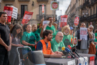 Press Conference Of The PAH And The Sindicat De Llogateres In Barcelona.