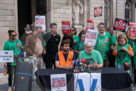 Press Conference Of The PAH And The Sindicat De Llogateres In Barcelona.