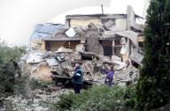 Aftermath of Russian night attack on Markhalivka village