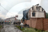 Aftermath of Russian night attack on Markhalivka village