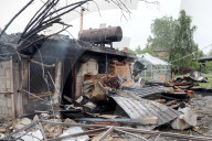 Aftermath of Russian night attack on Markhalivka village