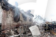 Aftermath of Russian night attack on Markhalivka village