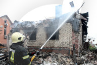 Aftermath of Russian night attack on Markhalivka village