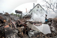 Aftermath of Russian night attack on Markhalivka village