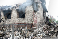 Aftermath of Russian night attack on Markhalivka village