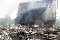 Aftermath of Russian night attack on Markhalivka village