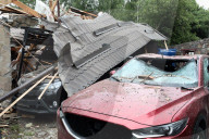 Aftermath of Russian night attack on Markhalivka village