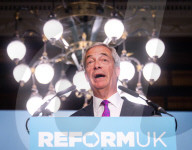 Reform UK Press Conference at he Royal Horseguards Hotel, London, UK.