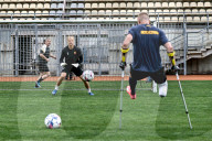 Ukraine war veterans hold amputee football training session