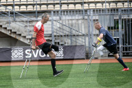 Ukraine war veterans hold amputee football training session