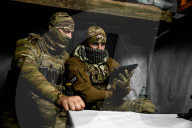 Ukraine military drone operators on front line