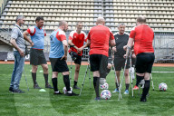 Ukraine war veterans hold amputee football training session
