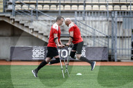 Ukraine war veterans hold amputee football training session