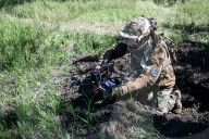 Ukraine military drone operators on front line