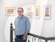 Playing with Fire by British artist Aaron Kasmin exhibition at Sims Reed Gallery, St James, London, UK.