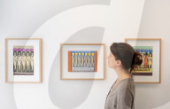 Playing with Fire by British artist Aaron Kasmin exhibition at Sims Reed Gallery, St James, London, UK.