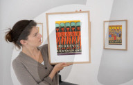 Playing with Fire by British artist Aaron Kasmin exhibition at Sims Reed Gallery, St James, London, UK.