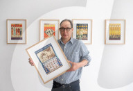 Playing with Fire by British artist Aaron Kasmin exhibition at Sims Reed Gallery, St James, London, UK.