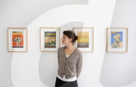 Playing with Fire by British artist Aaron Kasmin exhibition at Sims Reed Gallery, St James, London, UK.
