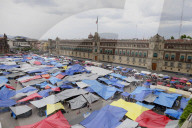 Members Of The National Coordinator Of Education Workers (CNTE) Expand Their Encampment In Mexico City's Zócalo