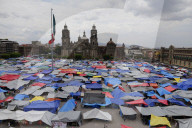 Members Of The National Coordinator Of Education Workers (CNTE) Expand Their Encampment In Mexico City's Zócalo
