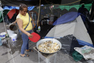 Members Of The National Coordinator Of Education Workers (CNTE) Expand Their Encampment In Mexico City's Zócalo
