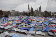 Members Of The National Coordinator Of Education Workers (CNTE) Expand Their Encampment In Mexico City's Zócalo