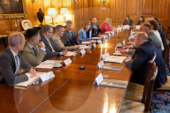Rachel Reeves UK Chancellor of the Exchequer and the Secretary of State for Defence John Healey hold a roundtable with the Defence & Economic Growth Taskforce.