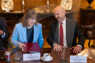 Rachel Reeves UK Chancellor of the Exchequer and the Secretary of State for Defence John Healey hold a roundtable with the Defence & Economic Growth Taskforce.