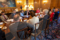 Rachel Reeves UK Chancellor of the Exchequer and the Secretary of State for Defence John Healey hold a roundtable with the Defence & Economic Growth Taskforce.